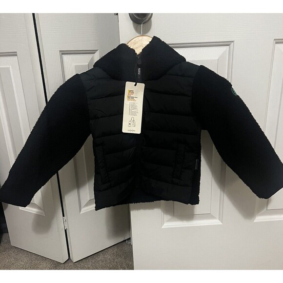 Save The Duck Jacket Black Fleece Boys Size 4 NWT Hood Recycled